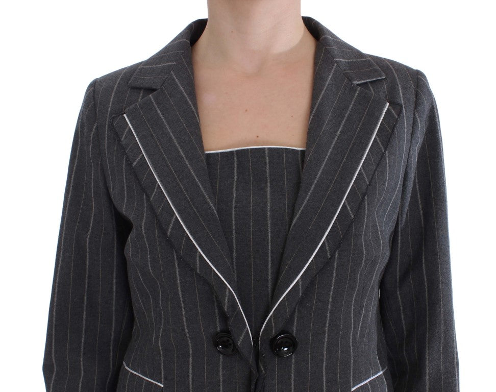 BENCIVENGA Elegantes grau gestreiftes Kleid &amp; Blazer-Anzug-Set