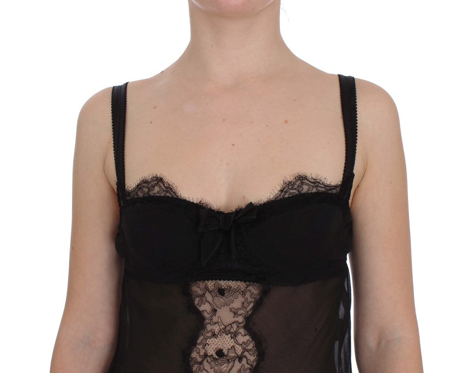 Dolce &amp; Gabbana Elegantes Babydoll-Hemdchen aus Seiden-Blumenspitze