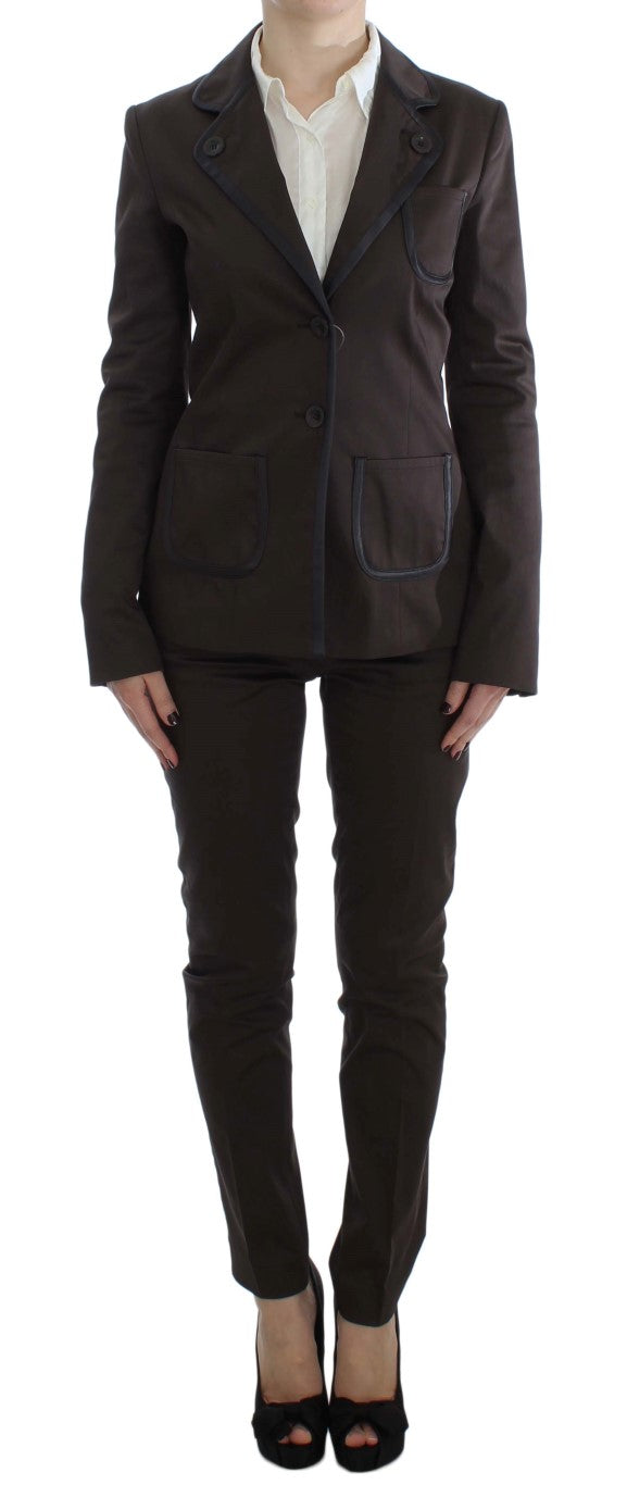 Exte Chic Braunes Anzugset aus Baumwolle und Elastan