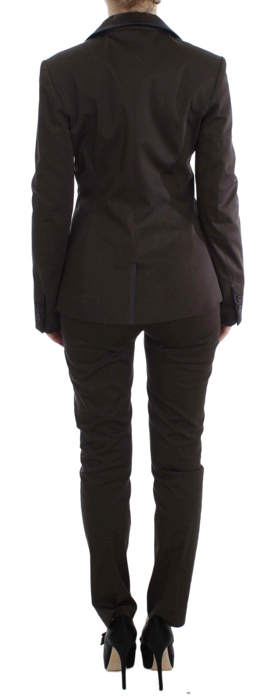Exte Chic Braunes Anzugset aus Baumwolle und Elastan