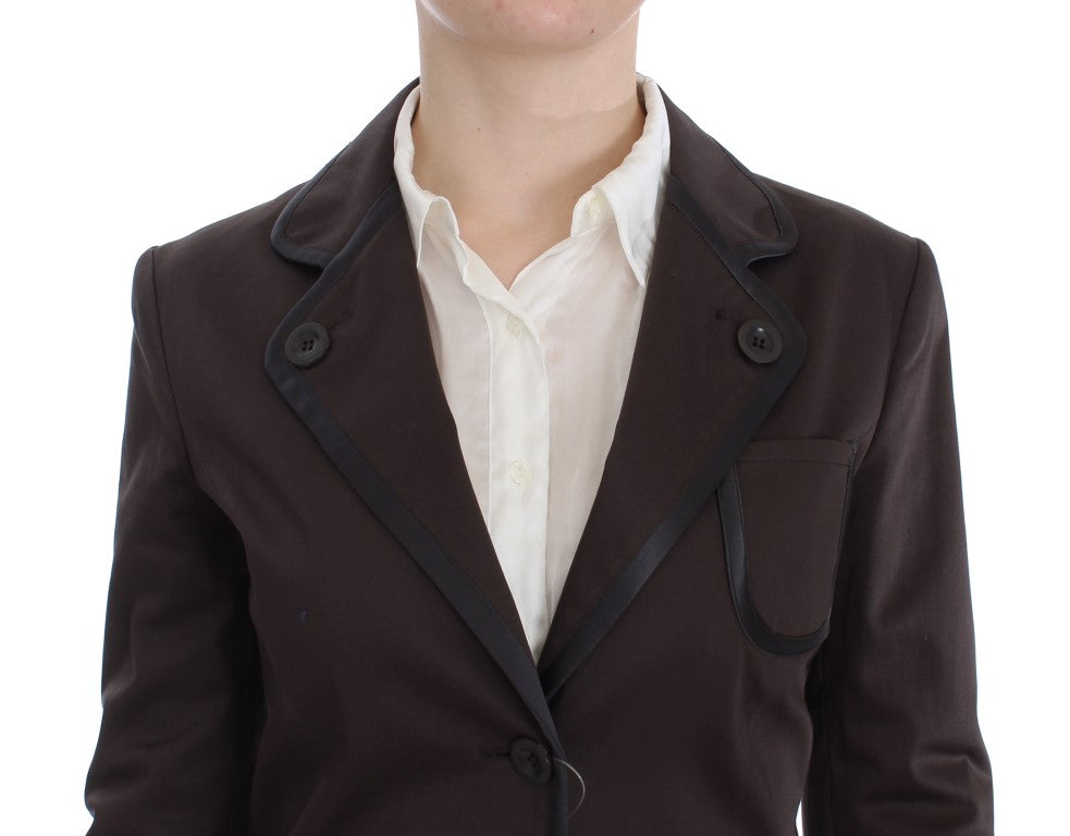 Exte Chic Braunes Anzugset aus Baumwolle und Elastan