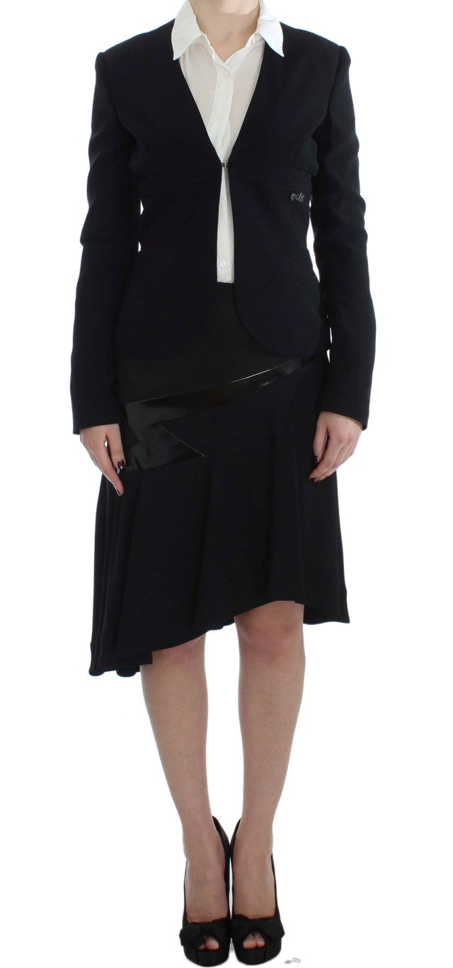 Exte Eleganter Zweiteiliger Rockanzug in Schwarz &amp; Blau