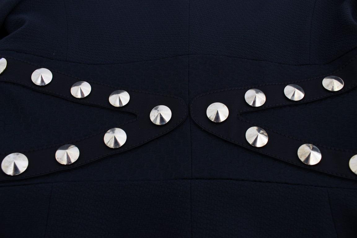 Exte Chic Schwarzer Stretch-Blazer mit goldenen Knopfdetails