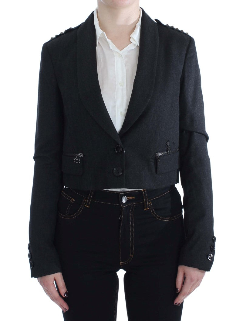 Exte Elegante graue Blazerjacke mit goldenen Knöpfen