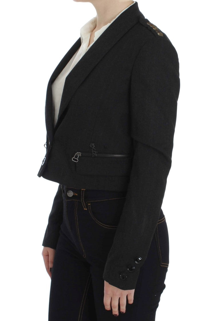 Exte Elegante graue Blazerjacke mit goldenen Knöpfen