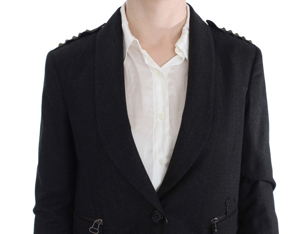 Exte Elegante graue Blazerjacke mit goldenen Knöpfen