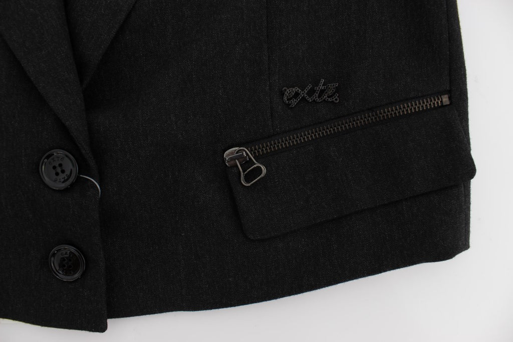 Exte Elegante graue Blazerjacke mit goldenen Knöpfen