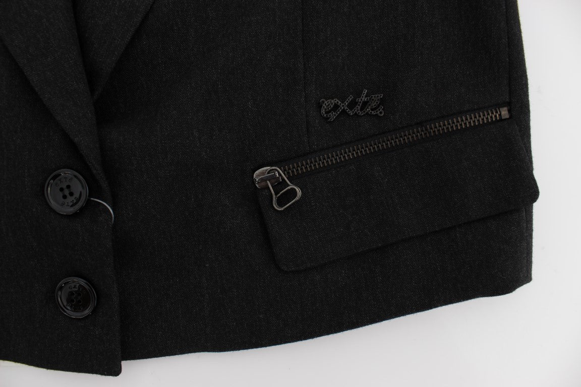 Exte Elegante graue Blazerjacke mit goldenen Knöpfen