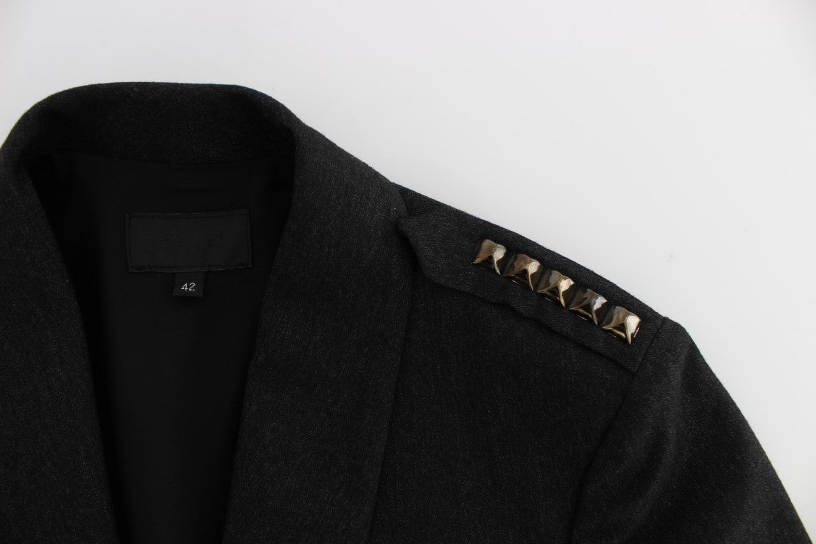 Exte Elegante graue Blazerjacke mit goldenen Knöpfen