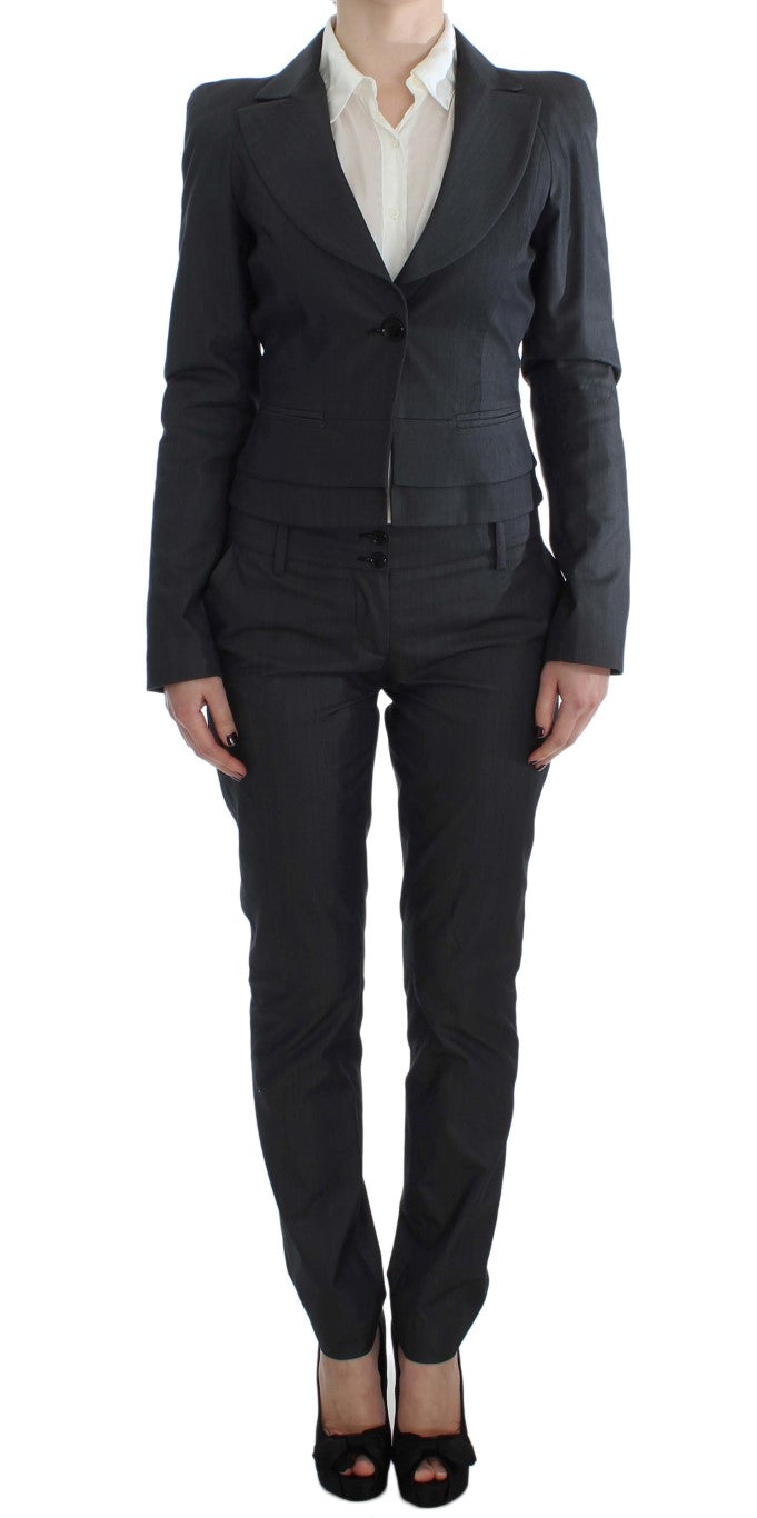 Exte Chic Graues Hosenanzug-Ensemble aus Baumwollmischung