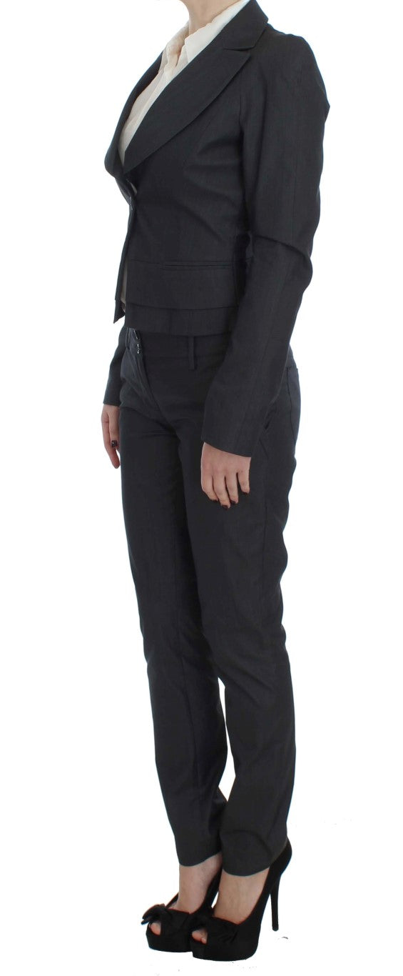 Exte Chic Graues Hosenanzug-Ensemble aus Baumwollmischung