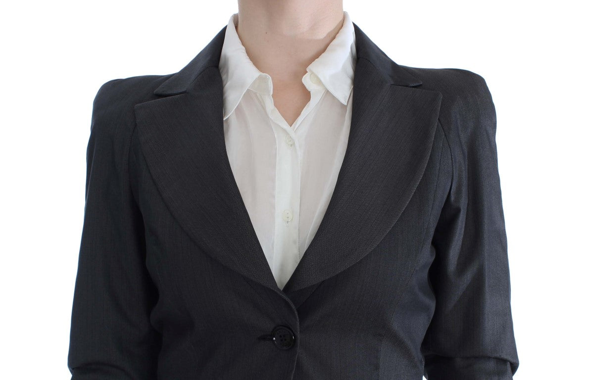 Exte Chic Graues Hosenanzug-Ensemble aus Baumwollmischung