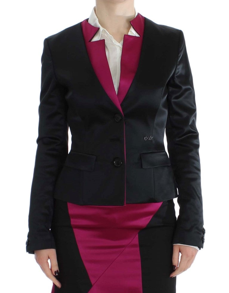 Exte Chic Einreihiger Blazer in Schwarz und Pink
