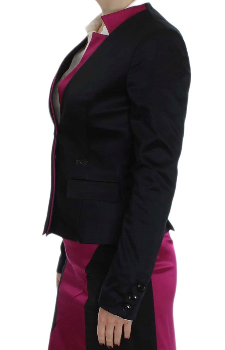 Exte Chic Einreihiger Blazer in Schwarz und Pink