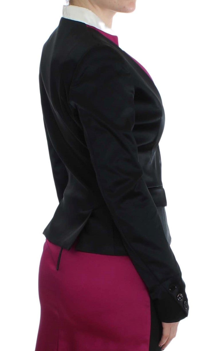 Exte Chic Einreihiger Blazer in Schwarz und Pink