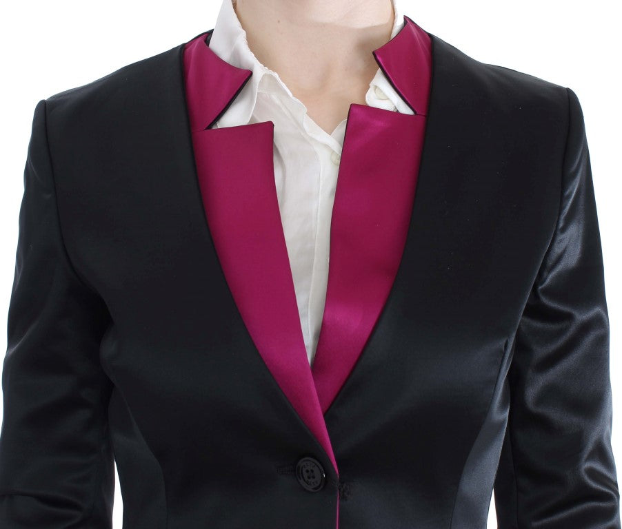 Exte Chic Einreihiger Blazer in Schwarz und Pink