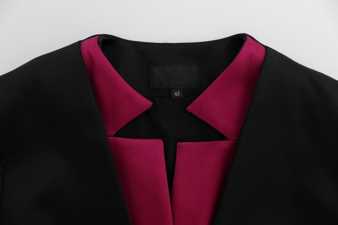 Exte Chic Einreihiger Blazer in Schwarz und Pink