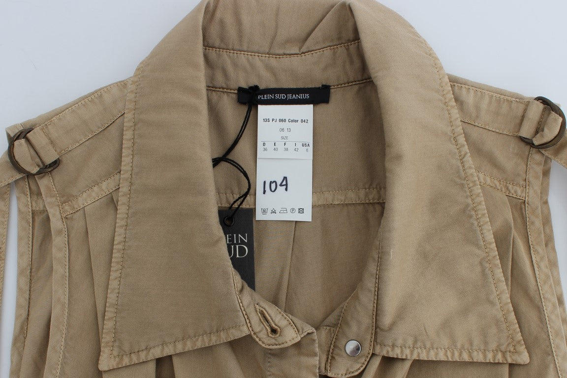 PLEIN SUD Beige ärmellose Baumwollbluse