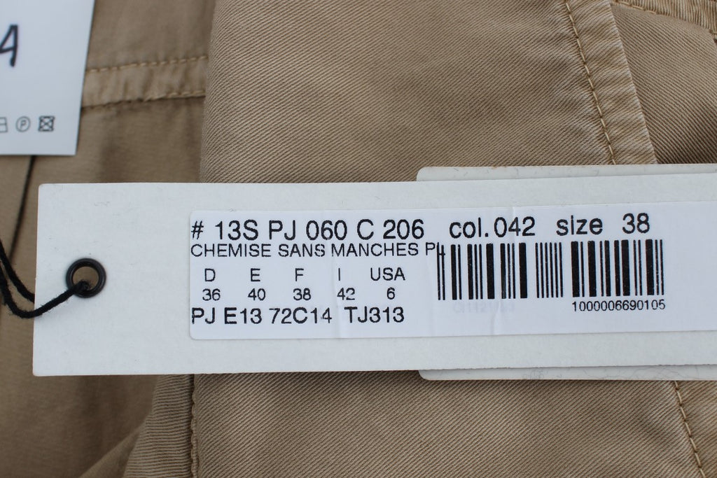 PLEIN SUD Beige ärmellose Baumwollbluse