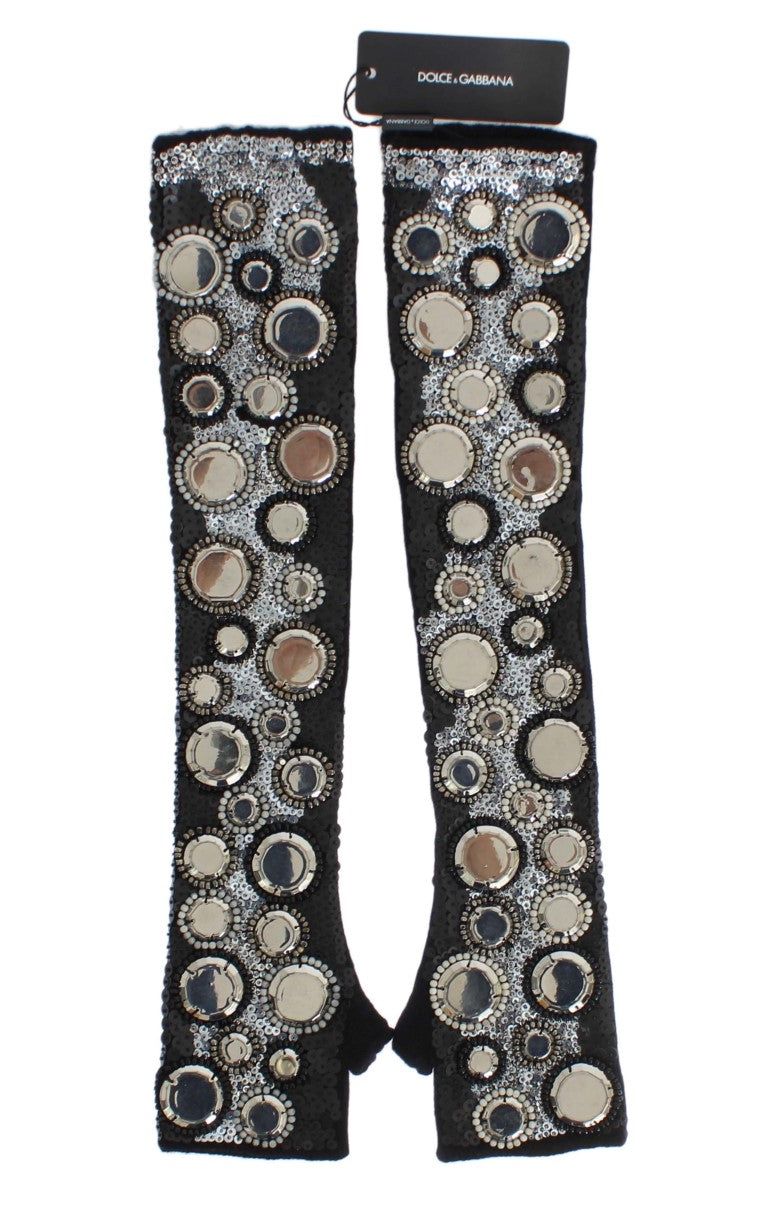 Dolce &amp; Gabbana Fingerlose Handschuhe aus Kaschmir mit Pailletten