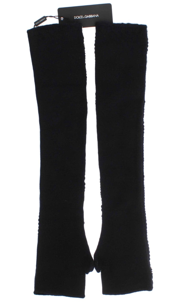 Dolce &amp; Gabbana Fingerlose Handschuhe aus Kaschmir mit Pailletten