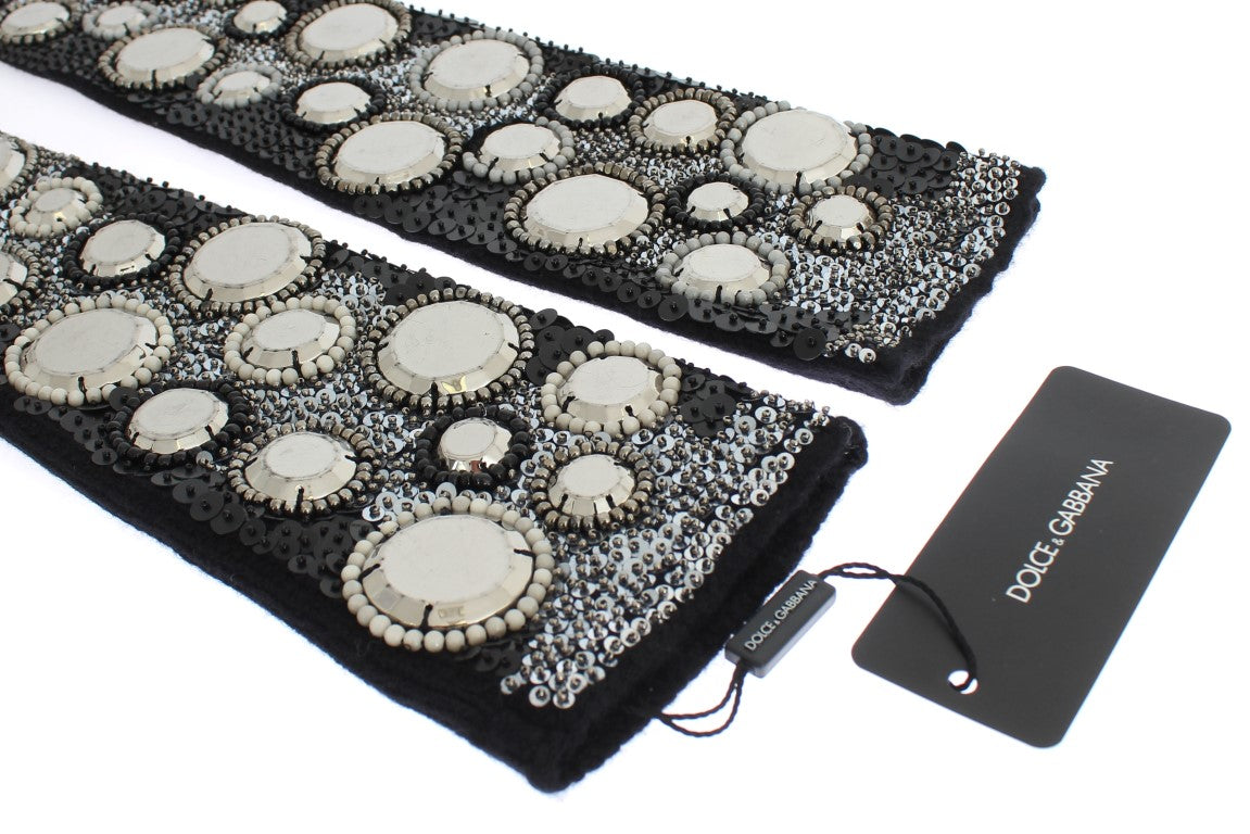 Dolce &amp; Gabbana Fingerlose Handschuhe aus Kaschmir mit Pailletten