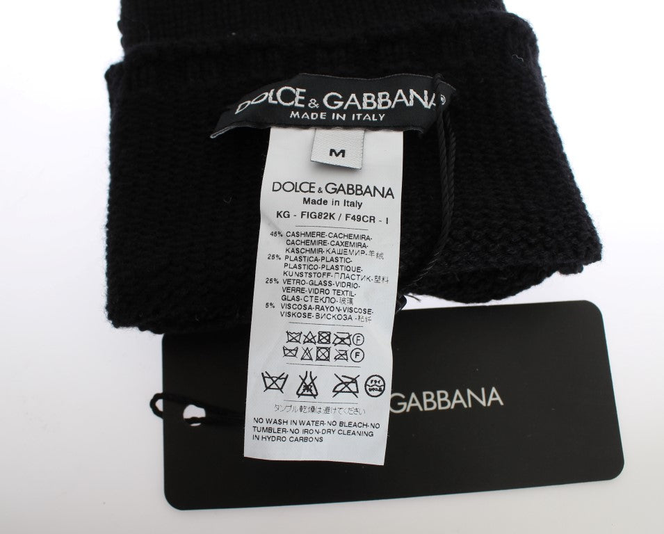 Dolce &amp; Gabbana Fingerlose Handschuhe aus Kaschmir mit Pailletten