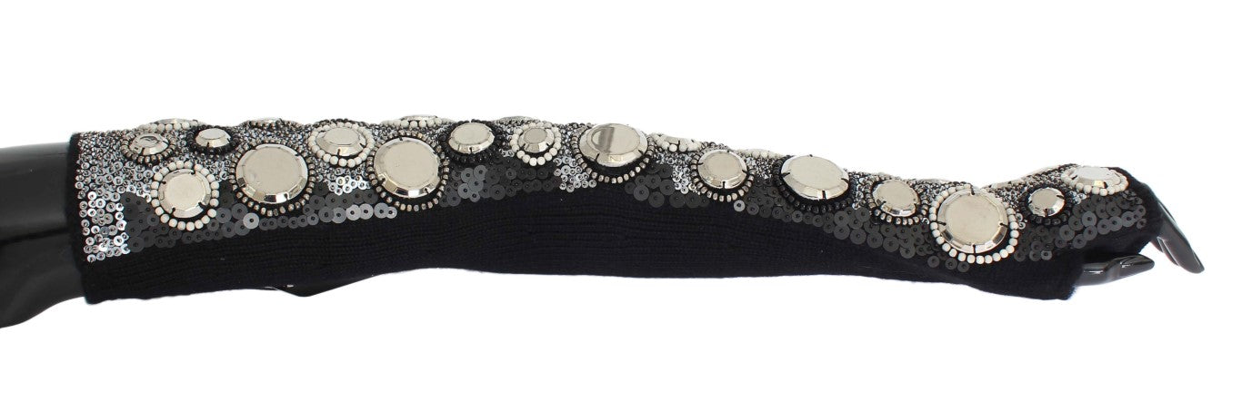 Dolce &amp; Gabbana Fingerlose Handschuhe aus Kaschmir mit Pailletten