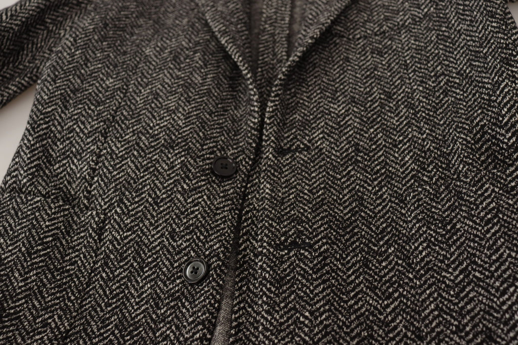Dolce &amp; Gabbana – Exquisite Blazerjacke in Grau mit Fischgrätenmuster