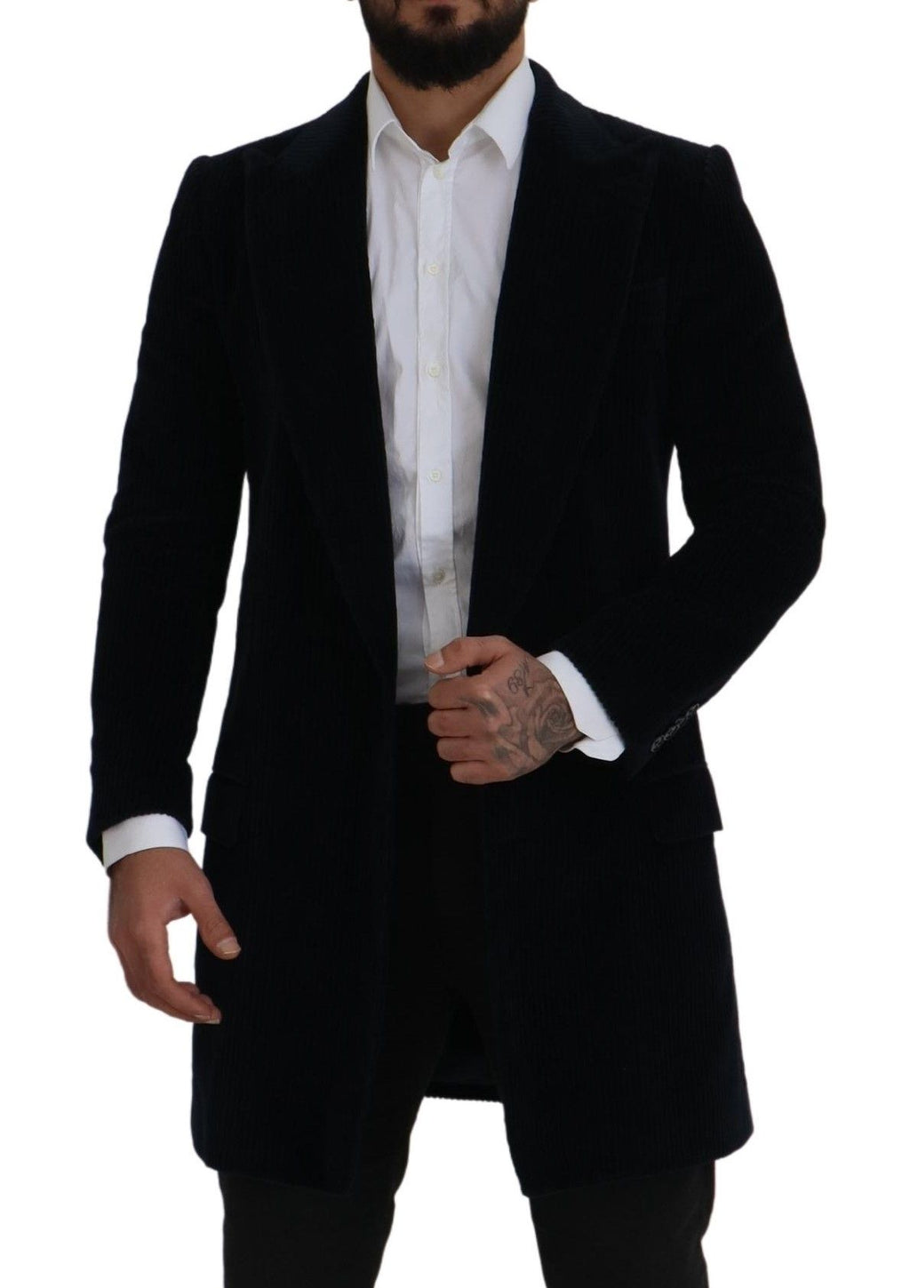 Dolce &amp; Gabbana Elegante schwarze lange Strickjacke aus Baumwolle