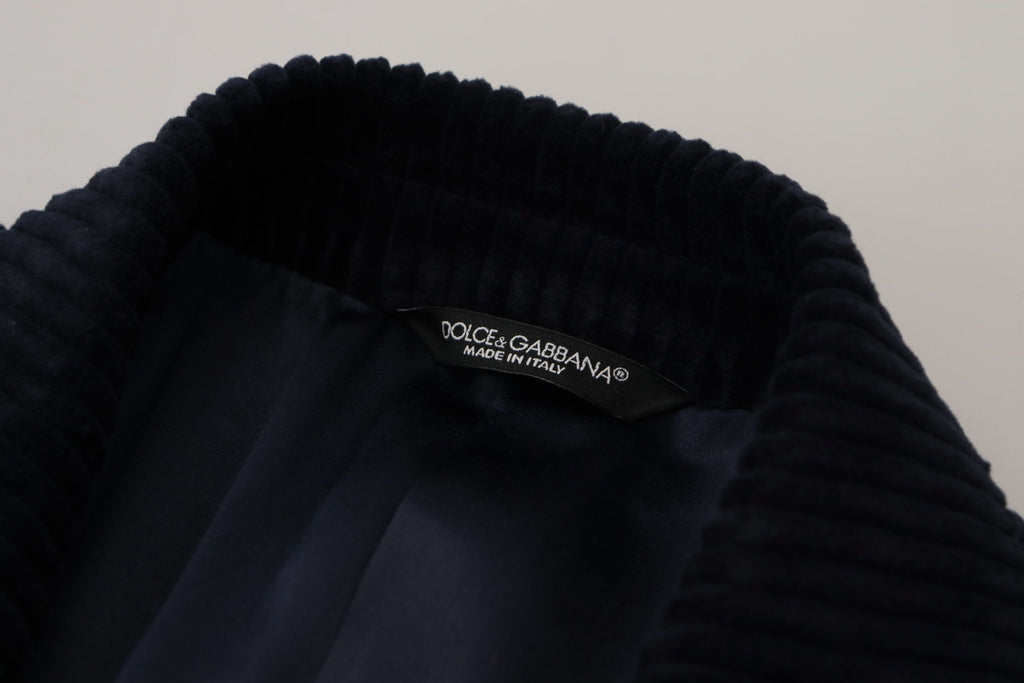 Dolce &amp; Gabbana Elegante schwarze lange Strickjacke aus Baumwolle