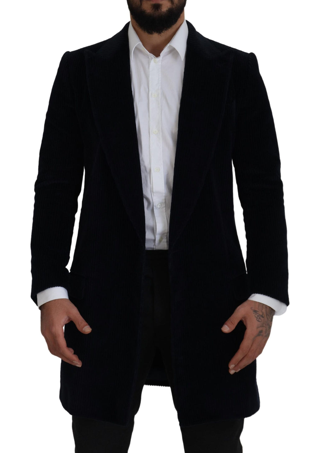 Dolce &amp; Gabbana Elegante schwarze lange Strickjacke aus Baumwolle