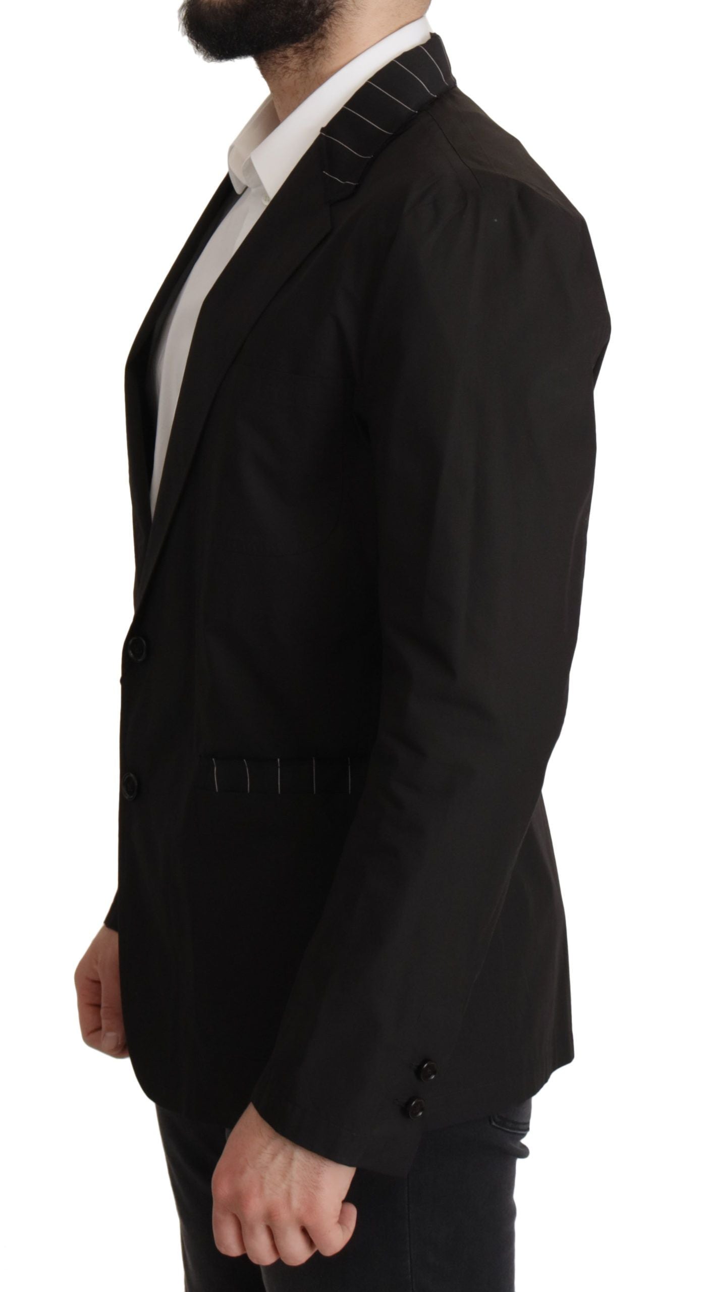 Dolce &amp; Gabbana Elegante schwarze Blazerjacke aus Baumwoll-Wollmischung