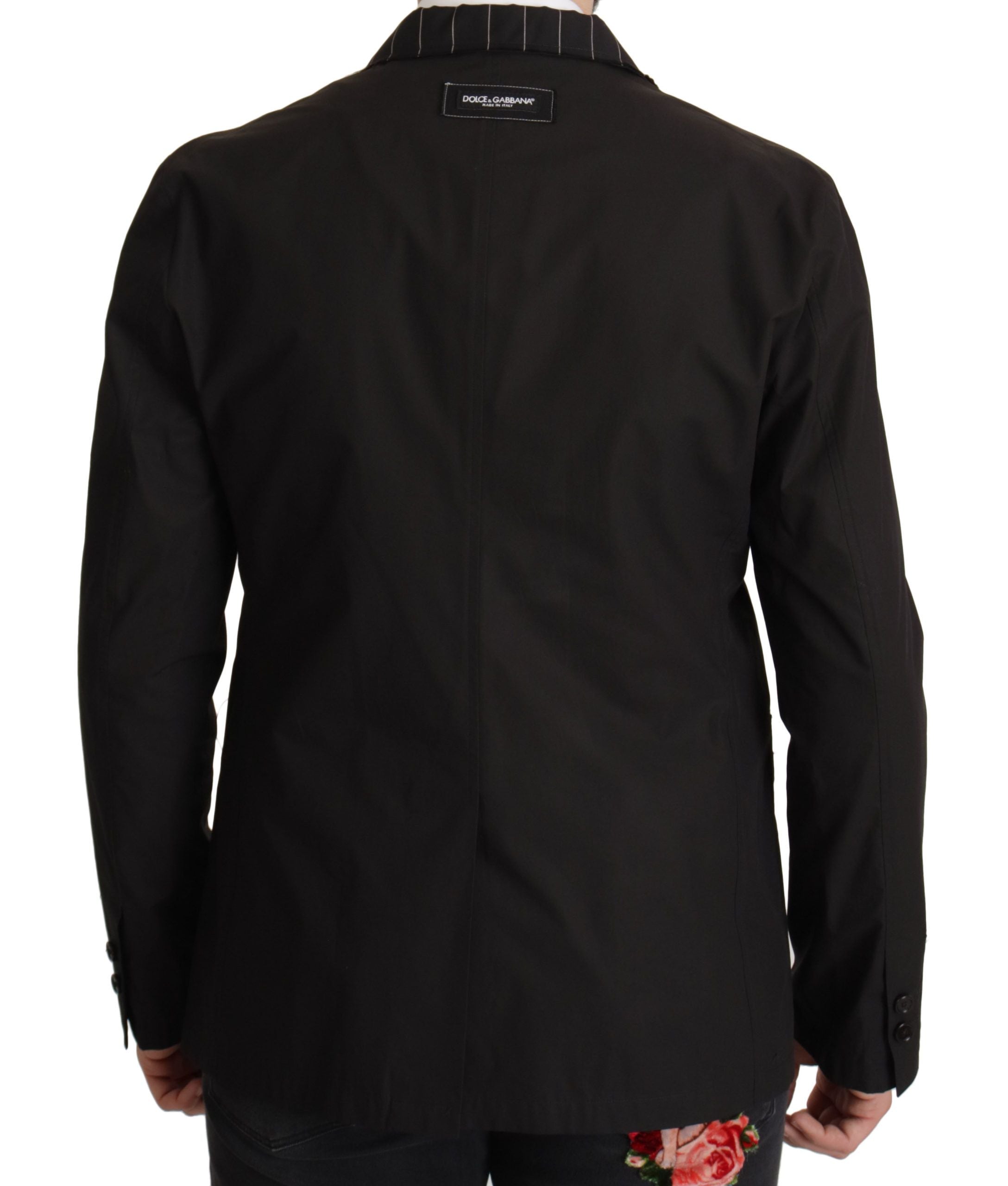 Dolce &amp; Gabbana Elegante schwarze Blazerjacke aus Baumwoll-Wollmischung