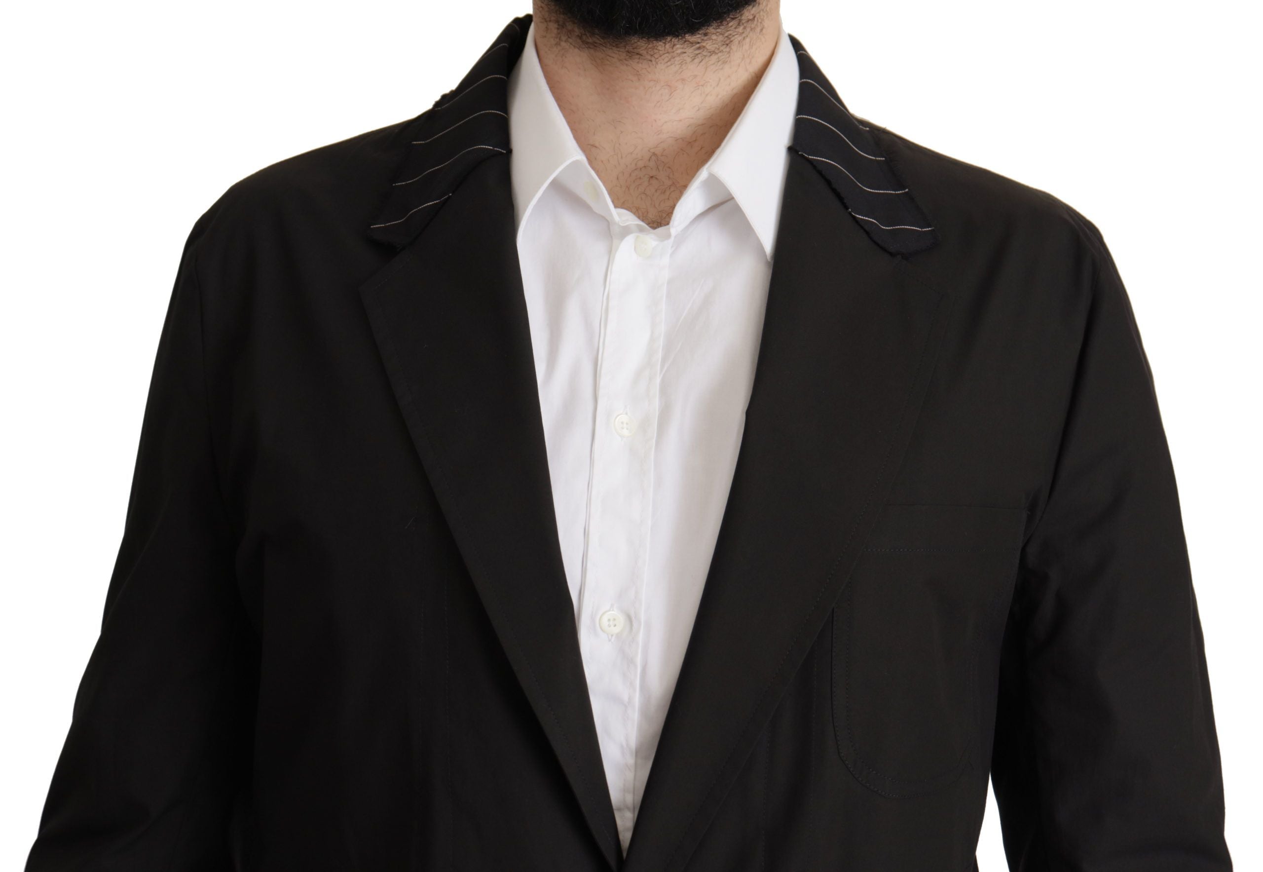 Dolce &amp; Gabbana Elegante schwarze Blazerjacke aus Baumwoll-Wollmischung