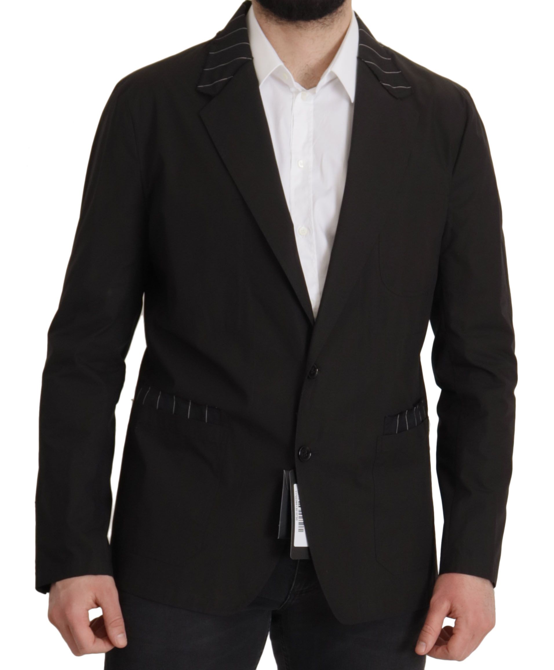 Dolce &amp; Gabbana Elegante schwarze Blazerjacke aus Baumwoll-Wollmischung