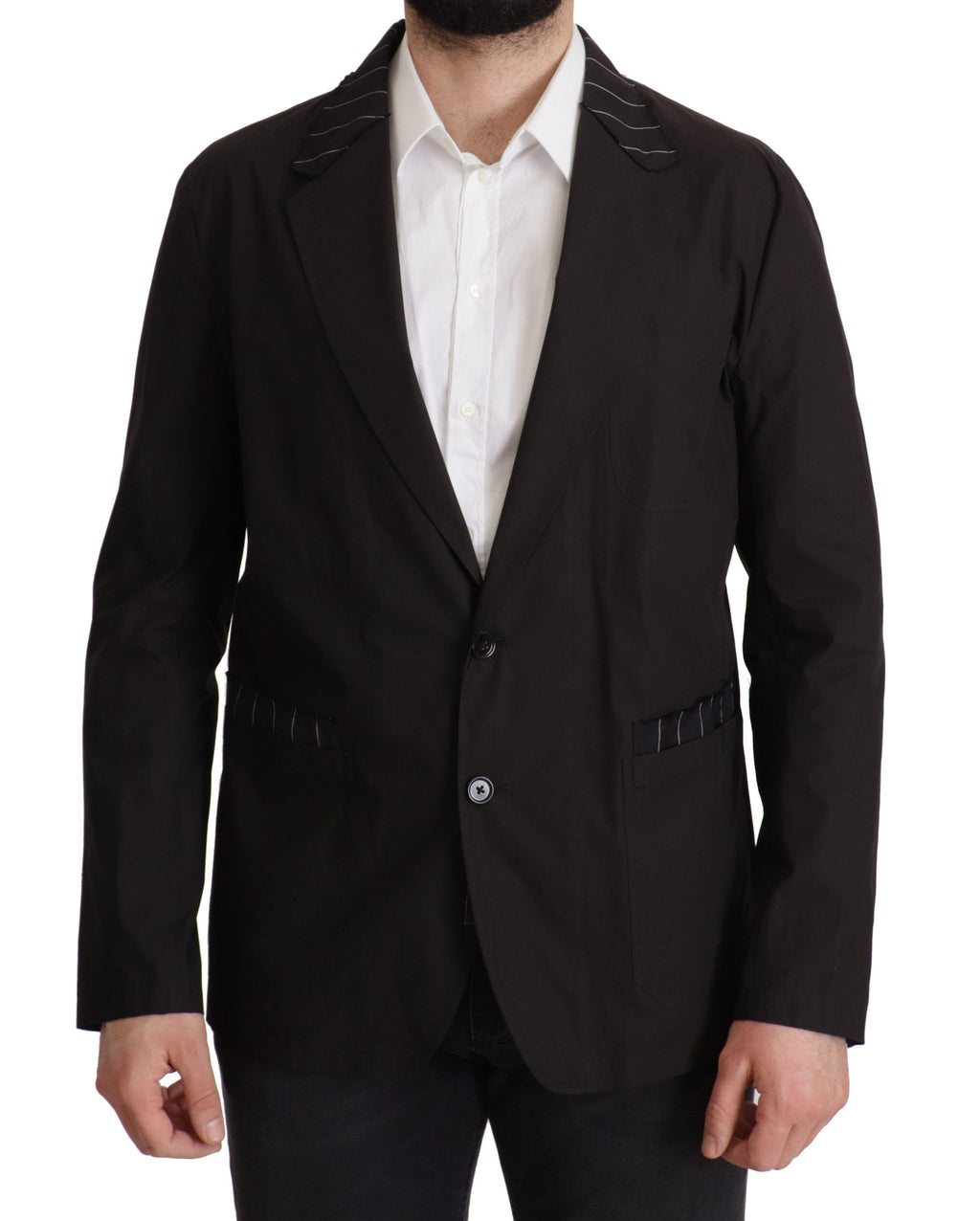 Dolce &amp; Gabbana Elegante schwarze Blazerjacke aus Baumwoll-Wollmischung