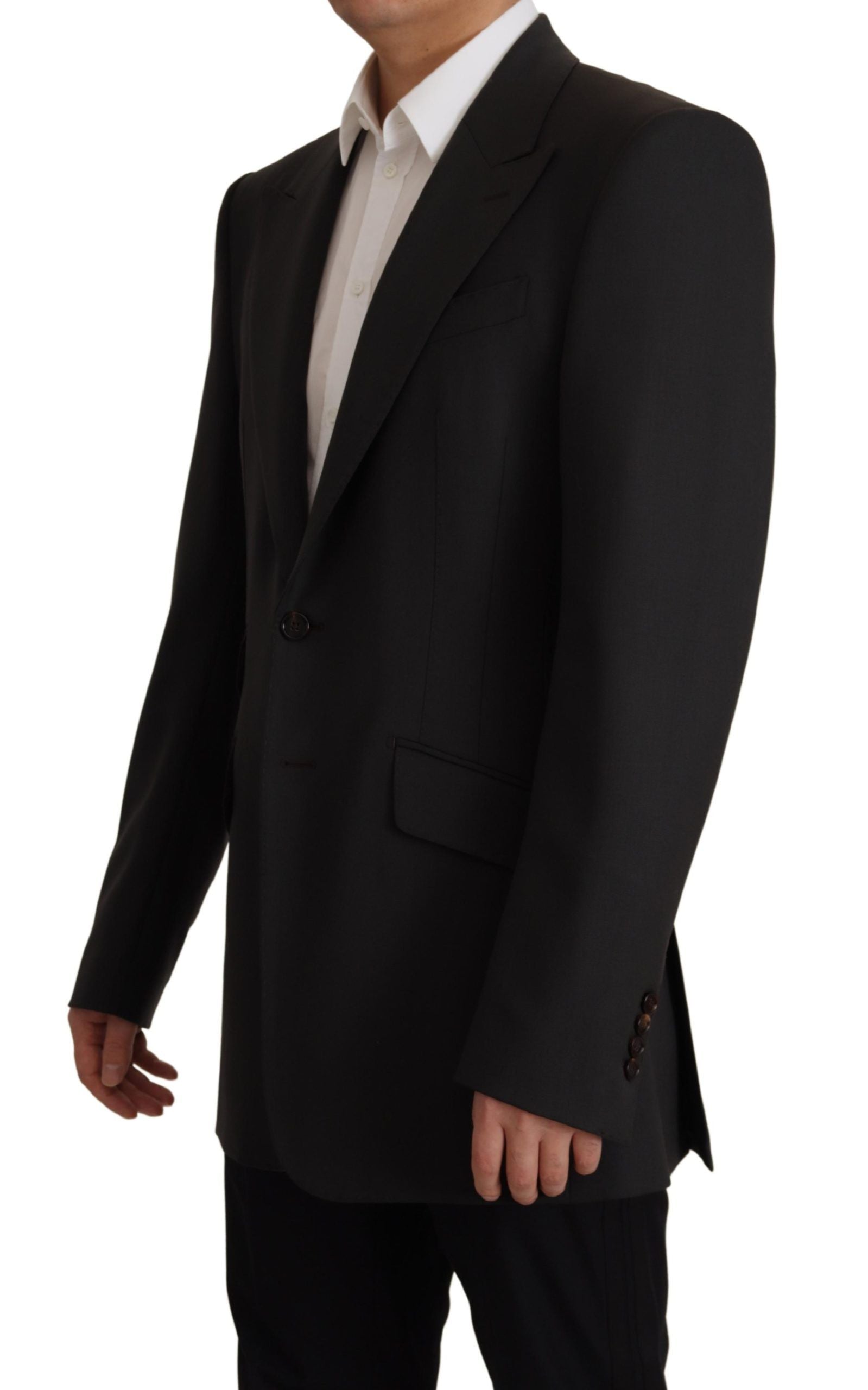 Dolce &amp; Gabbana Elegante, schmale Blazerjacke aus schwarzer Wolle