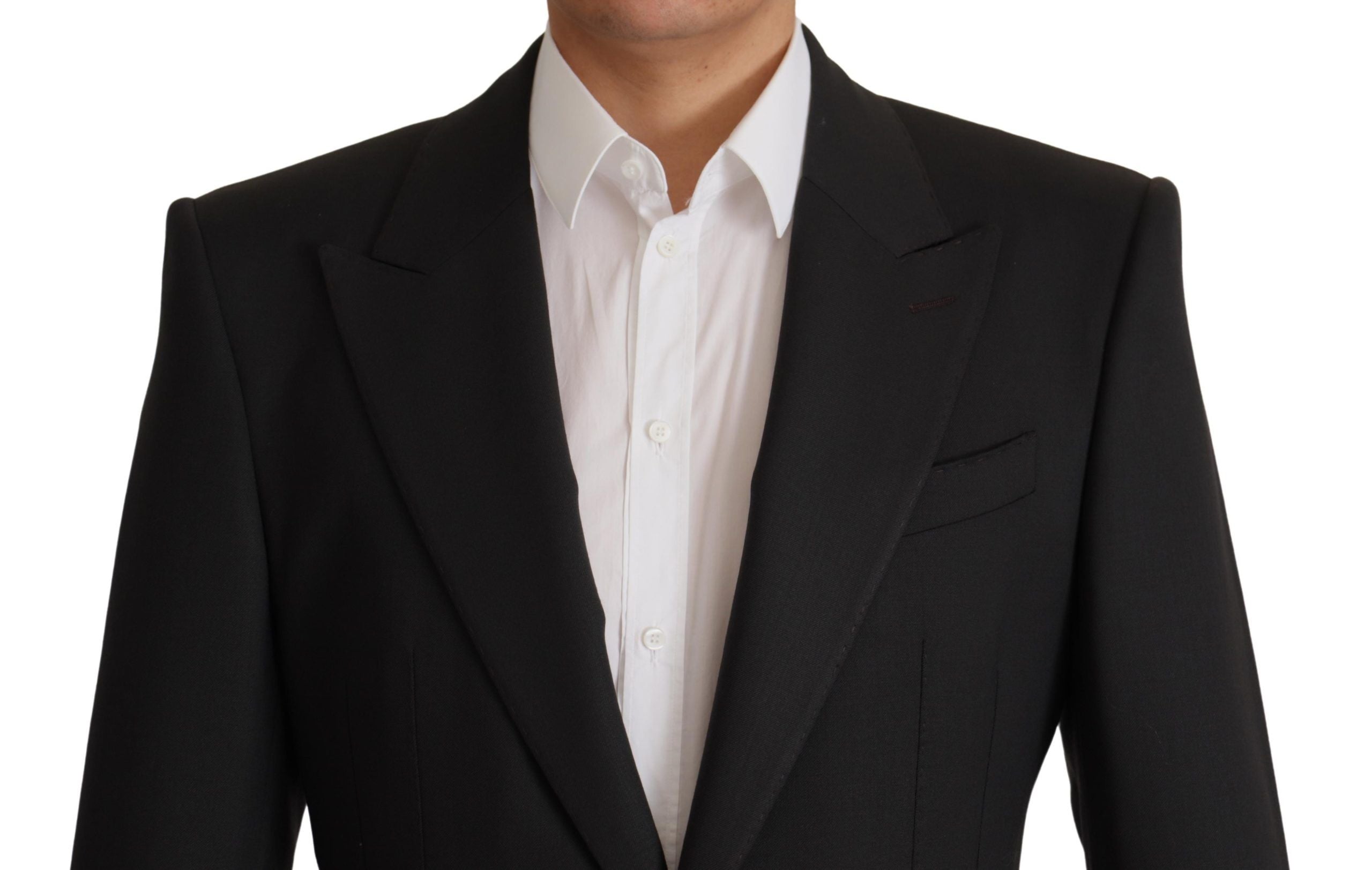 Dolce &amp; Gabbana Elegante, schmale Blazerjacke aus schwarzer Wolle