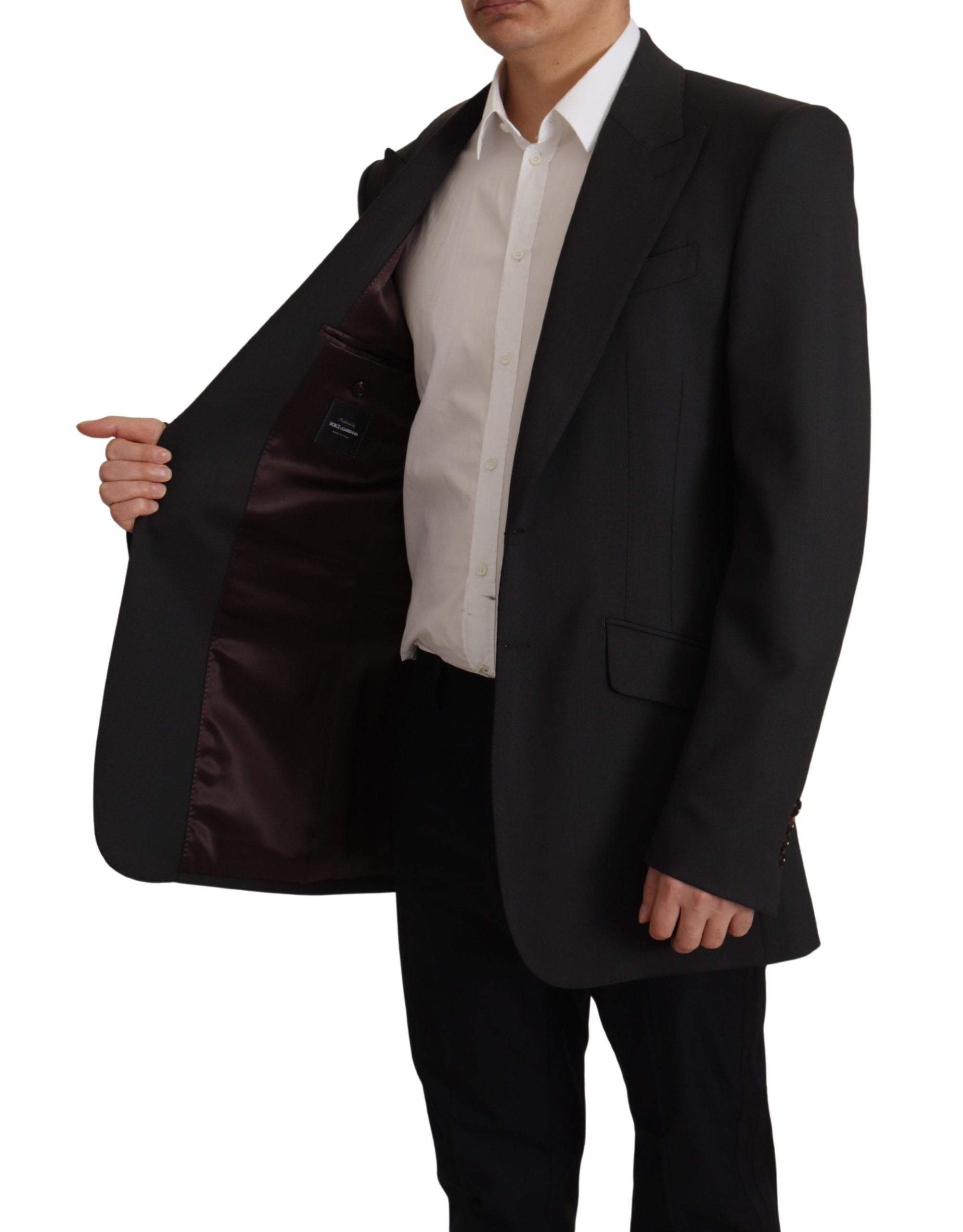 Dolce &amp; Gabbana Elegante, schmale Blazerjacke aus schwarzer Wolle