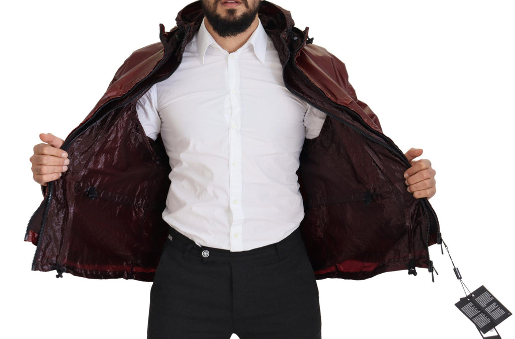 Dolce &amp; Gabbana – Elegante, bordeauxrote Kapuzenjacke mit durchgehendem Reißverschluss