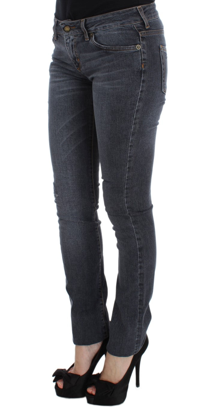 Cavalli Slim Fit Jeans in grüner Diamantblau-Waschung