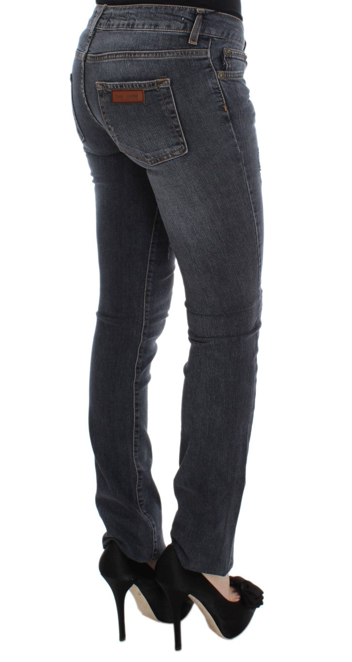 Cavalli Slim Fit Jeans in grüner Diamantblau-Waschung