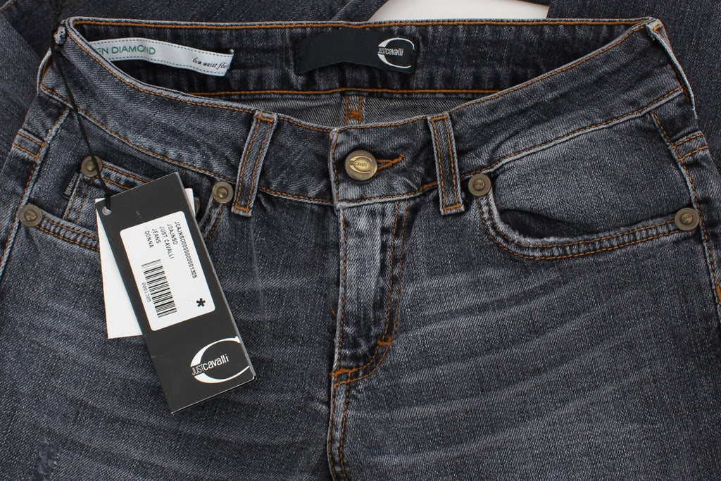 Cavalli Slim Fit Jeans in grüner Diamantblau-Waschung