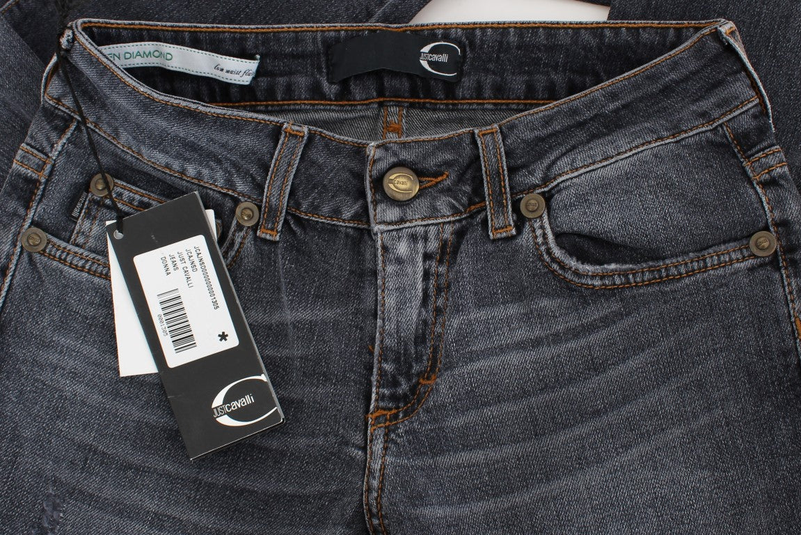 Cavalli Slim Fit Jeans in grüner Diamantblau-Waschung