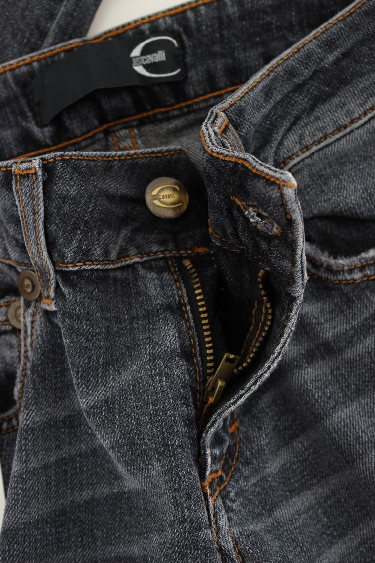 Cavalli Slim Fit Jeans in grüner Diamantblau-Waschung