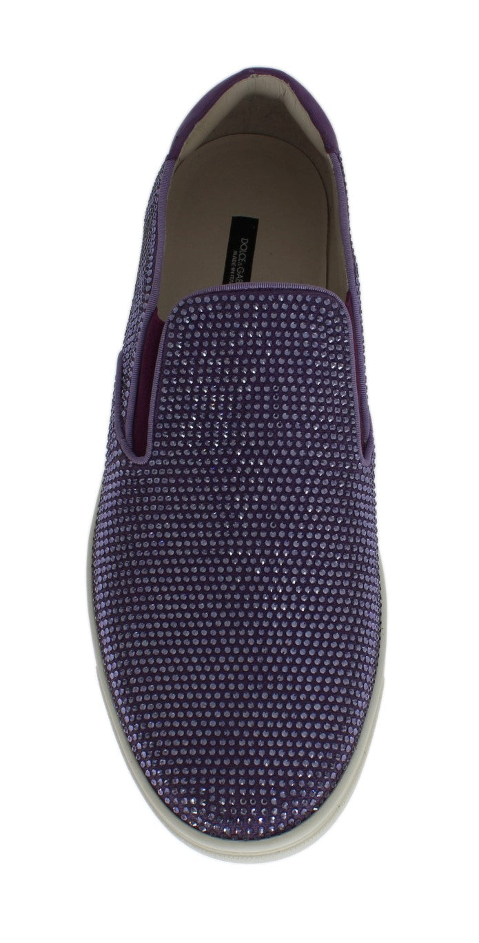 Dolce &amp; Gabbana Elegante Lila Strass Fashion Sneakers
