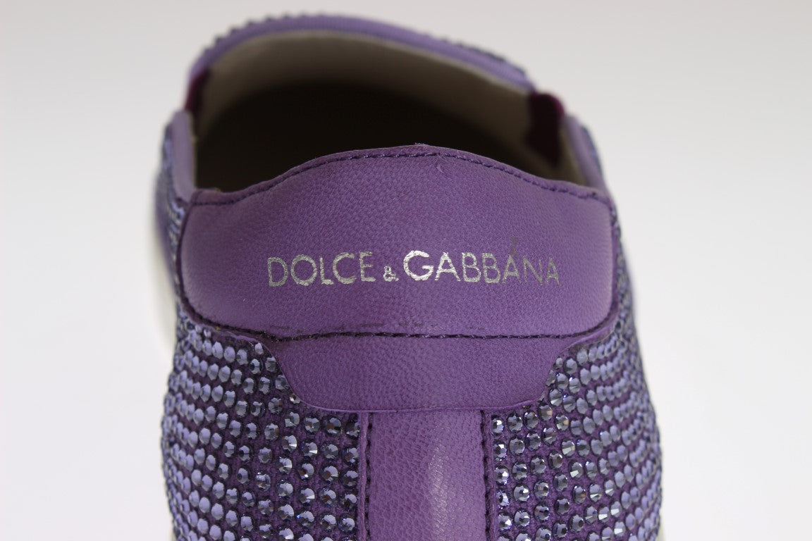 Dolce &amp; Gabbana Elegante Lila Strass Fashion Sneakers
