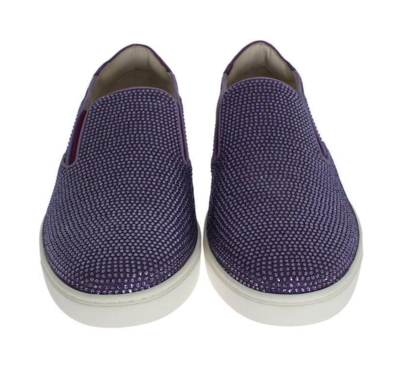 Dolce &amp; Gabbana Elegante Lila Strass Fashion Sneakers