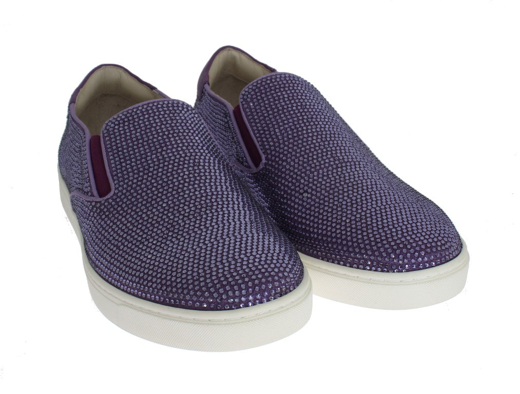 Dolce &amp; Gabbana Elegante Lila Strass Fashion Sneakers